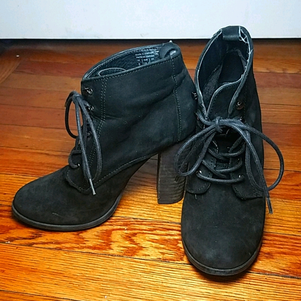 Aldo Black Suede Lace-Up Booties